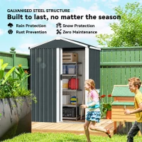Outsunny 4.5 x 3ft Metal Garden Shed, Outdoor Storage Shed with Pitched Roof, Lockable Sliding Door for Garden, Patio, Dark Grey(m-4)