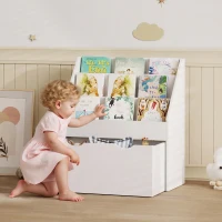 AIYAPLAY Estante de Brinquedos com 3 Compartimentos Gaveta com Rodas para Quarto Sala de Jogos 62,5x30x70 cm Branco(m-2)