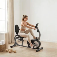 HOMCOM Exercise Bike with LCD Display, Stationary Bike with Quiet 8-Level Magnetic Resistance, Adjustable Seat and Backrest, Indoor Cycling Exercise Equipment for Home Gym Fitness Workout Training(m-8)