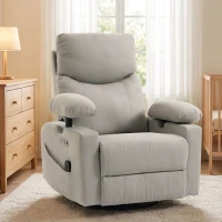 HOMCOM Elektrischer Relaxsessel mit Dreh- und Schaukelfunktion, Massage & Wärme, 3D-Armlehnen, USB-C/USB-Anschlüssen, Hellgrau(m-2)