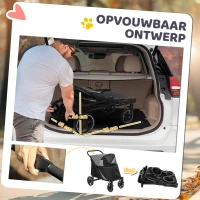 PawHut Hondenbuggy, Opvouwbaar, 1 Opbergmand, 112 cm x 65 cm x 100 cm, Grijs(m-5)