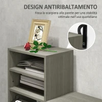 HOMCOM Set Mobili da Ingresso con Appendiabiti, Specchio, Panca con Scaffale e Scarpiera per 8 Paia di Scarpe, Grigio(m-8)