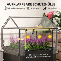 Outsunny Verhoogde Tuinbak met Kasdak, Verhoogde Plantenbox met Afvoergaten, 60 x 60 x 120 cm, Zwart(m-4)