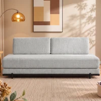 HOMCOM Canapé‑lit 3 places convertible 4 en 1, 2 coussins d'accoudoir, chenille, pieds en acier, 193x82x58 cm, Gris(m-6)