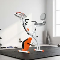 HOMCOM 2-in-1 Folding Exercise Bike with 8-Level Magnetic Resistance, Arm Resistance Band, Pulse Sensor, Orange(m-9)