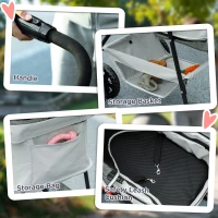 PawHut 3-in-1 Huisdierenkinderwagen, Opvouwbare hondenwagen met 4 wielen en afneembare drager voor honden en katten, Grijs(m-8)