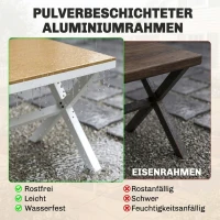 Outsunny Tuinmeubelset 7-delig met tafel en 6 stapelbare stoelen houtlook aluminium frame teak(m-4)