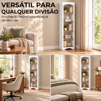 HOMCOM Estante para Livros de 5 Níveis com Design Arqueado e 2 Prateleiras Ajustáveis, Branco e Carvalho(m-6)