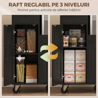 HOMCOM Dulap pentru Microunde din Lemn cu Sertar, 2 Dulapuri, Raft Deschis și Raft Reglabil, 80x40x88,7 cm, Negru(m-5)