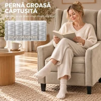 HOMCOM Fotoliu Recliner Manual 155° cu Suport pentru Picioare, Șezut Gros, Material Tip In, Maro Deschis(m-7)