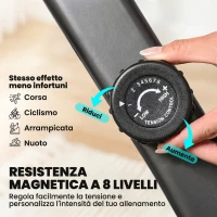 HOMCOM Cyclette Orizzontale Magnetica 8 Resistenze, Display LCD, Sedile Regolabile ed Elastici per Braccia(m-4)