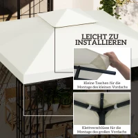 Outsunny Vervangend dak voor metalen tuinpaviljoen paviljoen partytent tuintent 3x3 m, wit(m-6)