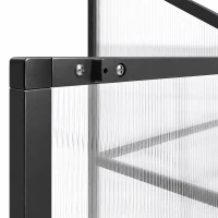 Outsunny 6 x 1.5ft Polycarbonate Greenhouse, Quick Setup, Lean-to Green House with 3 Hinged Doors, Top Vent, Black(m-13)