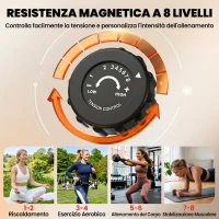 HOMCOM Cyclette Pieghevole 2 in 1, Resistenza Magnetica Regolabile 8 Livelli, Cyclette da Casa Silenziosa con Sensore Cardiaco, Sedile Regolabile, Bande Elastici, Schermo LCD, Ruote, Nero(m-6)