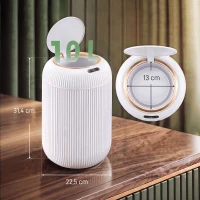 HOMCOM Caixote do Lixo Automático 10 L para Cozinha com Sensor Infravermelho, Fecho Suave e Anti-impressões, Branco(m-3)