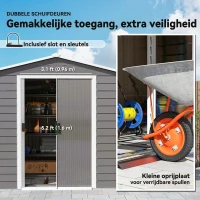 Outsunny Gereedschapsschuur van metaal, weerbestendig & roestvrij, afsluitbaar,  2,40 x 2,06 x 1,98 m, Lichtgrijs(m-6)