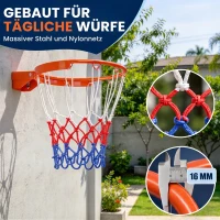 SPORTNOW Basketballkorb zur Wandmontage mit Allwetter-Netz, robuster Universal-Ersatzring für Innen- und Außenbereich(m-7)