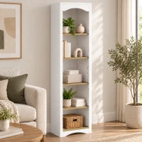 HOMCOM Estante para Livros de 5 Níveis com Design Arqueado e 2 Prateleiras Ajustáveis, Branco e Carvalho(m-10)