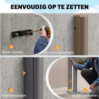 Outsunny Uittrekbare Zijdelingse Zonnescherm, Zijrol, Aluminium/Polyester, 3 x 1 m, Lichtgrijs(m-6)