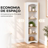 HOMCOM Estante para Livros de 5 Níveis com Design Arqueado e 2 Prateleiras Ajustáveis, Branco e Carvalho(m-4)