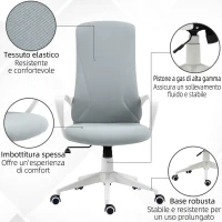 Vinsetto Sedia da Ufficio Ergonomica con Altezza Regolabile e Funzione di Inclinazione, 62x56x110-119.5 cm(m-8)