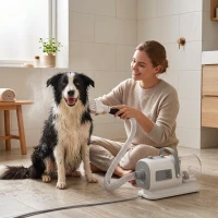 PawHut Blas- und Haartrockner für Hunde, 8 in 1 Pflegeset 1100 W, 40-65 °C, 10000 Pa, 65 m/s, 1.7 L, 3 Düsen(m-4)