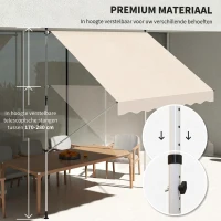 Outsunny luifel knikarm klemluifel zonwering zwengel balkon aluminium 3 x 1,5 m crème(m-7)