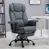 Vinsetto Bürostuhl Ergonomischer Chefsessel 360° Drehbar Computerstuhl höhenverstellbar mit Kopfstütze und gepolsterte Armlehnen mit Fußstütze Kunstleder 68 x 80 x 120–126 cm(m-13)