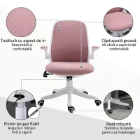 Vinsetto Scaun de Birou Ergonomic Reglabil pe Înălțime, din Material cu Efect de Catifea, 62.5x60x94-104 cm, Alb și Roz(m-8)