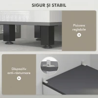 HOMCOM Dulap vertical pentru baie cu 2 dulapuri cu rafturi reglabile și sertar, 34x32x190 cm, alb(m-6)