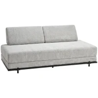HOMCOM Canapé‑lit 3 places convertible 4 en 1, 2 coussins d'accoudoir, chenille, pieds en acier, 193x82x58 cm, Gris(m-8)