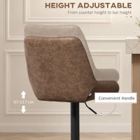 HOMCOM Set of Two Faux Leather Retro Bar Stools - Brown(m-5)