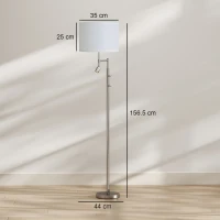 HOMCOM Modern Floor Lamp with Built-In Reading Light, Standing Lamp with Independent Switch, Satin Nickel(m-3)