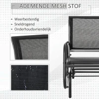 Outsunny Schommelstoel Tuin Tuinstoel Relax Stoel Tuinschommel Metalen Schommelstoel voor Terras Balkon Mesh Zwart 75 x 66 x 85 cm(m-5)