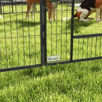 PawHut Parque para Perros de 12 Paneles con 2 Puertas Corralito para Perros para Exterior Interior Acero 80x80 cm Gris(m-9)
