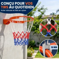 SPORTNOW Arceau de Basket Mural avec Filet Résistant aux Intempéries Robuste pour Intérieur et Extérieur 50 x 62 x 12 cm Rouge(m-7)