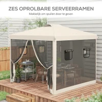 Outsunny Opvouwbare paviljoen met verstelbare hoogte, netgordijnen, draagtas, metalen frame, 3 x 3 x 3 m, Beige(m-7)