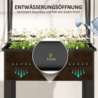 Outsunny Verhoogde Tuinbak met Kasdak, Verhoogde Plantenbox met Afvoergaten, 60 x 60 x 120 cm, Zwart(m-6)