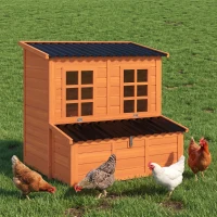 PawHut Kippenhok met nestkast voor 4-6 kippen, waterdicht dak, vurenhout, kunststof, 100 x 86 x 100 cm, Oranje(m-9)