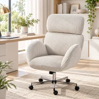HOMCOM Chaise bureau ergonomique en velours, fauteuil de bureau avec dossier haut, appui-tête réglable et accoudoirs, gris(m-11)
