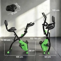 HOMCOM 2-in-1 Folding Exercise Bike with 8-Level Magnetic Resistance, Arm Resistance Band, Pulse Sensor, Green(m-3)