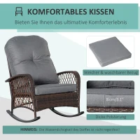 Outsunny poly rotan schommelstoel, schommelstoel, tuinstoel met kussen, loungemeubels, tuinmeubelen, terrasmeubels, bruin, 75 x 103 x 96 cm(m-5)