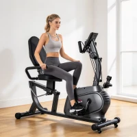 HOMCOM Cyclette Orizzontale Magnetica 8 Resistenze, Display LCD, Sedile Regolabile ed Elastici per Braccia(m-8)