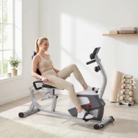 HOMCOM Liegeergometer mit LCD-Anzeige 8 stufig einstellbarem Magnetwiderstand Liegefahrrad Heimtrainer mit Herzfrequenzsensoren, verstellbarer Rückenlehne, Sitzergometer für Senioren bis 110 kg(m-2)