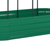 Outsunny Galvanised Raised Garden Bed with Arched Trellis, 4 x 2 x 4.6ft Metal Raised Bed for Garden with Open Bottom, Green(m-13)