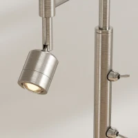 HOMCOM Modern Floor Lamp with Built-In Reading Light, Standing Lamp with Independent Switch, Satin Nickel(m-10)