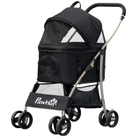 PawHut hondenbuggy, 2-in-1 hondenwagen, opvouwbare hondenbuggy, draagtas(m-10)