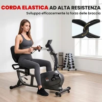 HOMCOM Cyclette Orizzontale Magnetica 8 Resistenze, Display LCD, Sedile Regolabile ed Elastici per Braccia(m-7)