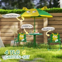 AIYAPLAY Tuinmeubelset voor Kinderen, Stoelen, Tafel, Parasol met Bijenontwerp, Groen+Geel(m-4)