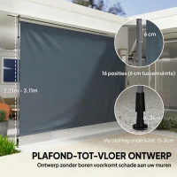 Outsunny Klemmluifel met Handkruk Hoogteverstelbaar Knikarmluifel Luifel Zonder Boren 350 cm Breed Donkergrijs(m-4)